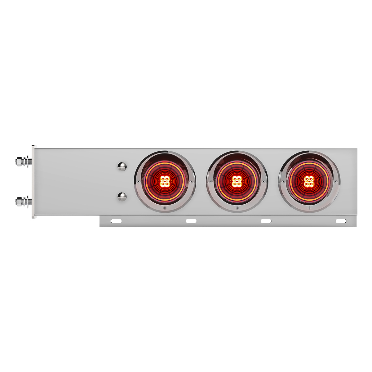 3-3/4" Bolt Pattern Chrome Spring Loaded Bar With 6X 4" 13 Red LED Abyss Lights & Visors - Red Lens (Pair) - Thumbnail 6