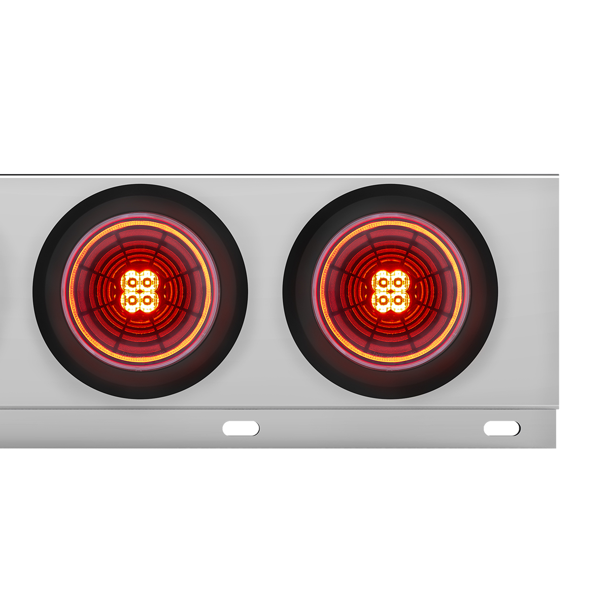 3-3/4" Bolt Pattern Chrome Spring Loaded Bar With 6X 4" 13 Red LED Abyss Lights - Red Lens (Pair) - Thumbnail 2