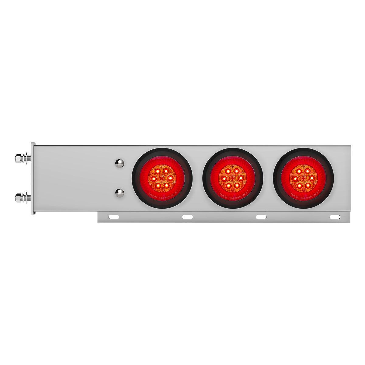 3-3/4" Bolt Pattern Chrome Spring Loaded Bar With 6X 4" 16 Red LED Turbine Lights - Red Lens (Pair)