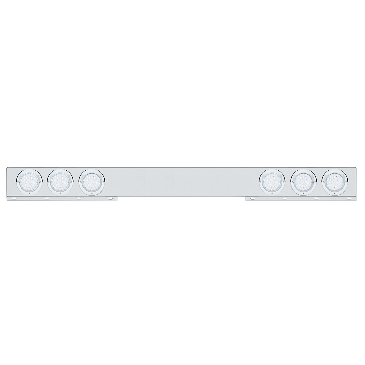 Chrome 1 Piece Rear Light Bar With Six 36 LED 4" Lights & Visors - Red LED/Clear Lens - Thumbnail 2