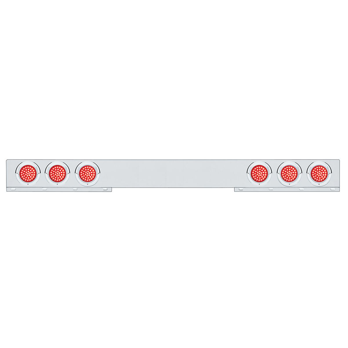 Stainless 1 Piece Rear Light Bar With 6X 36 LED 4" Lights & Visors - Red LED/Red Lens