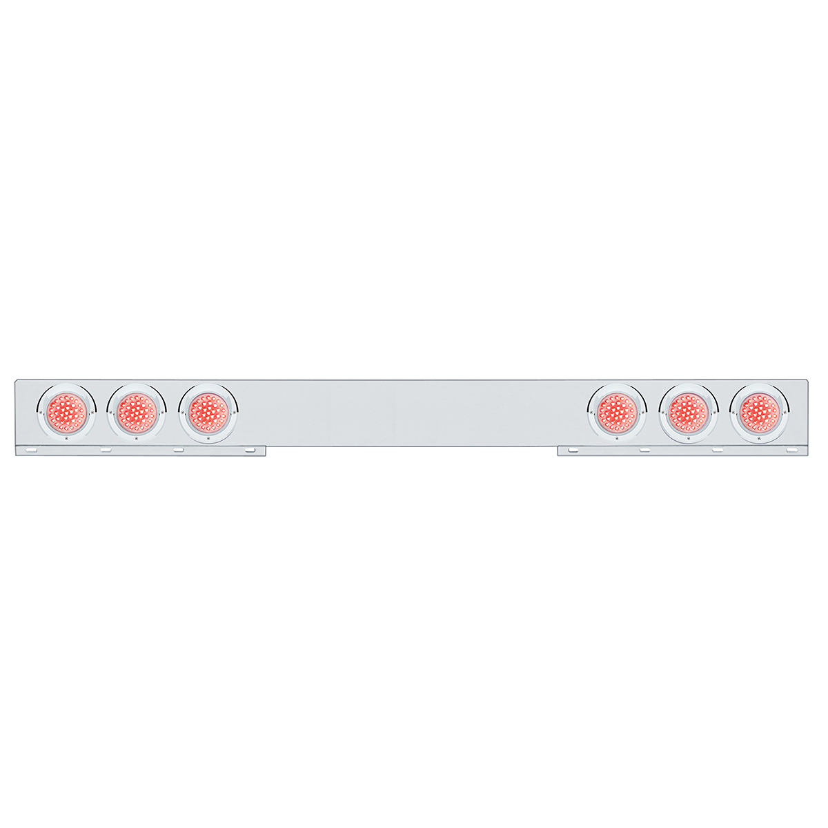 Stainless 1 Piece Rear Light Bar With 6X 36 LED 4" Lights & Visors - Red LED/Clear Lens - Thumbnail 4