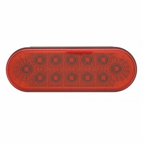 Stainless Top Mud Flap Plate With Three 12 LED Lights & Visor - Red LED/Red Lens (Each) - Thumbnail 2