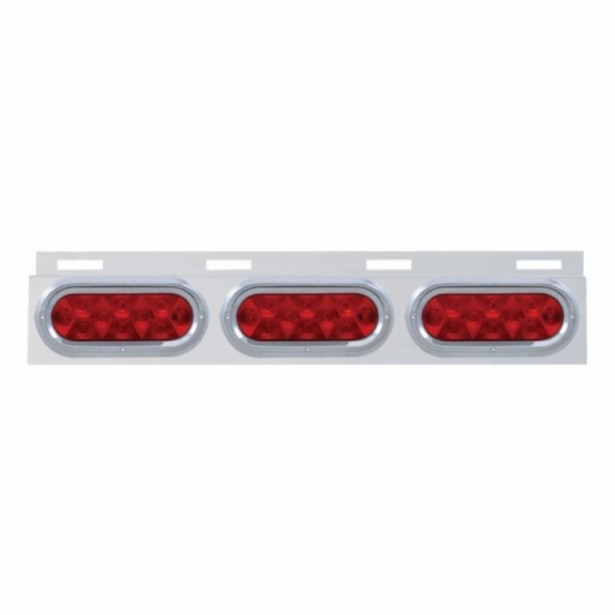 Stainless Top Mud Flap Plate With Three 10 LED Lights & Visor - Red LED/Red Lens (Each)