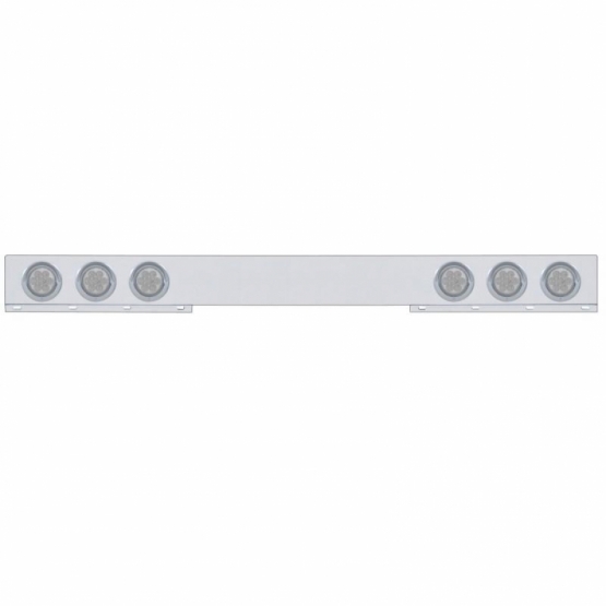 Stainless 1 Piece Rear Light Bar With 6X 7 LED 4" Reflector Lights & Visors - Red LED/Clear Lens