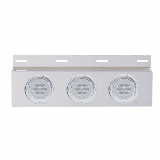 Stainless Top Mud Flap Plate With 3X 21 LED 4" GloLight & Visors - Red LED/Clear Lens (Each)