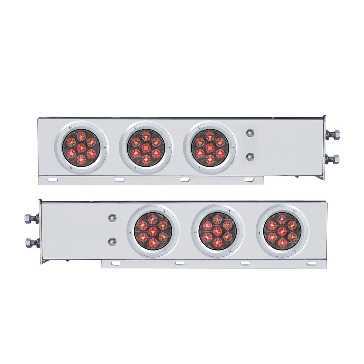 2.5" Bolt Pattern Spring Loaded Rear Bar With 6X Competition Series 7 Red LED 4" Light -Clear Lens (Pair)