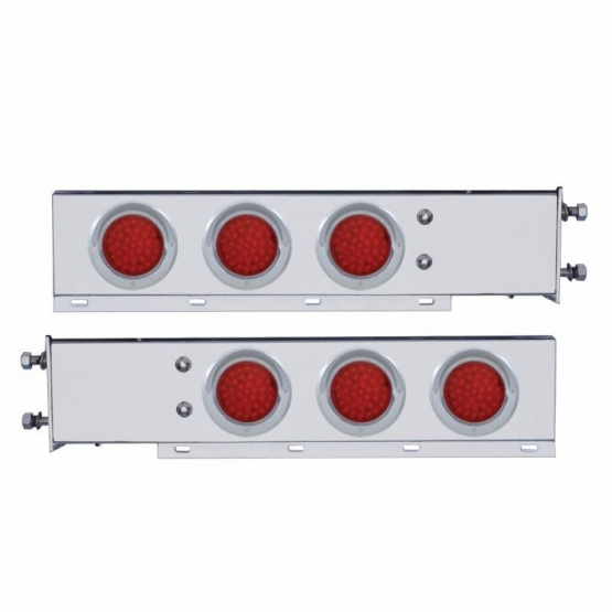 2.5" Bolt Pattern SS Spring Loaded Bar With 6X 36 LED 4" Lights & Visors -Red LED & Lens (Pair)
