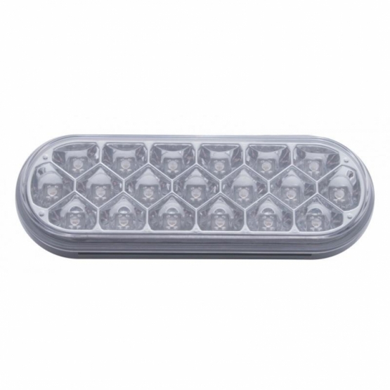 3-3/4" Bolt Pattern SS Spring Loaded Bar With 6" Oval 19 LED Lights & Visors -Red LED/Clear Lens (Pair) - Thumbnail 2