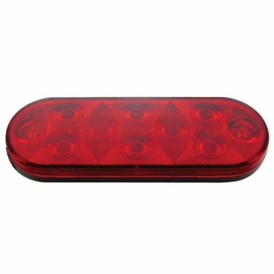 3-3/4" Bolt Pattern SS Spring Loaded Bar With 6 Oval 10 LED Lights & Bezel -Red LED & Lens (Pair) - Thumbnail 2