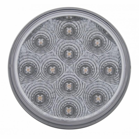 Stainless 1 Piece Rear Light Bar With 6X 12 LED 4" Reflector Lights & Bezels - Red LED/Clear Lens - Thumbnail 2