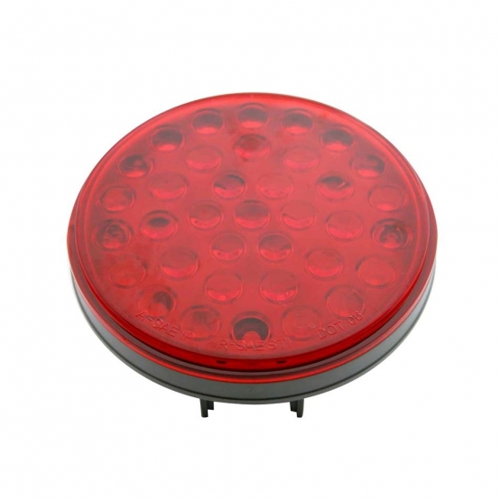 Chrome 1 Piece Rear Light Bar With Six 36 LED 4" Lights & Bezels - Red LED/Red Lens - Thumbnail 2