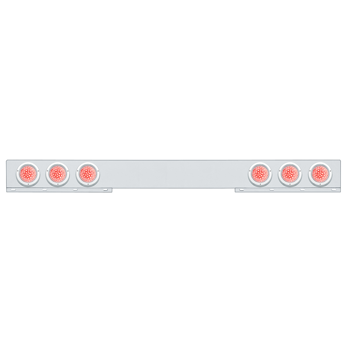 Stainless 1 Piece Rear Light Bar With 6X 36 LED 4" Lights & Bezels - Red LED/Clear Lens - Thumbnail 4