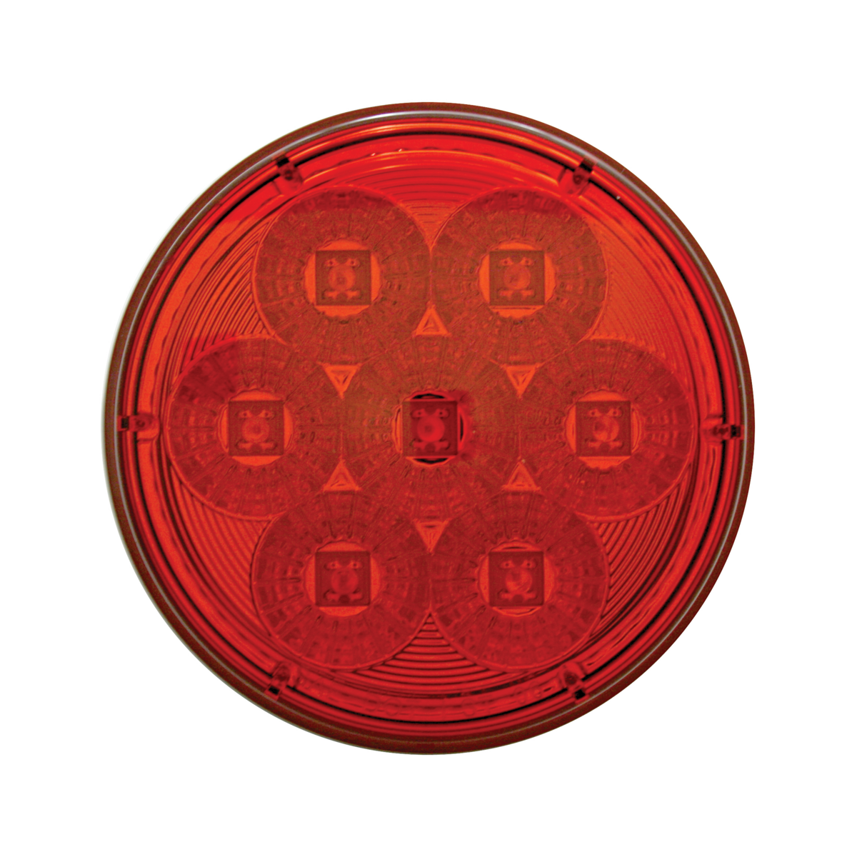 Chrome 1 Piece Rear Light Bar With Six 7 LED 4" Reflector Lights & Bezels - Red LED/Red Lens - Thumbnail 3