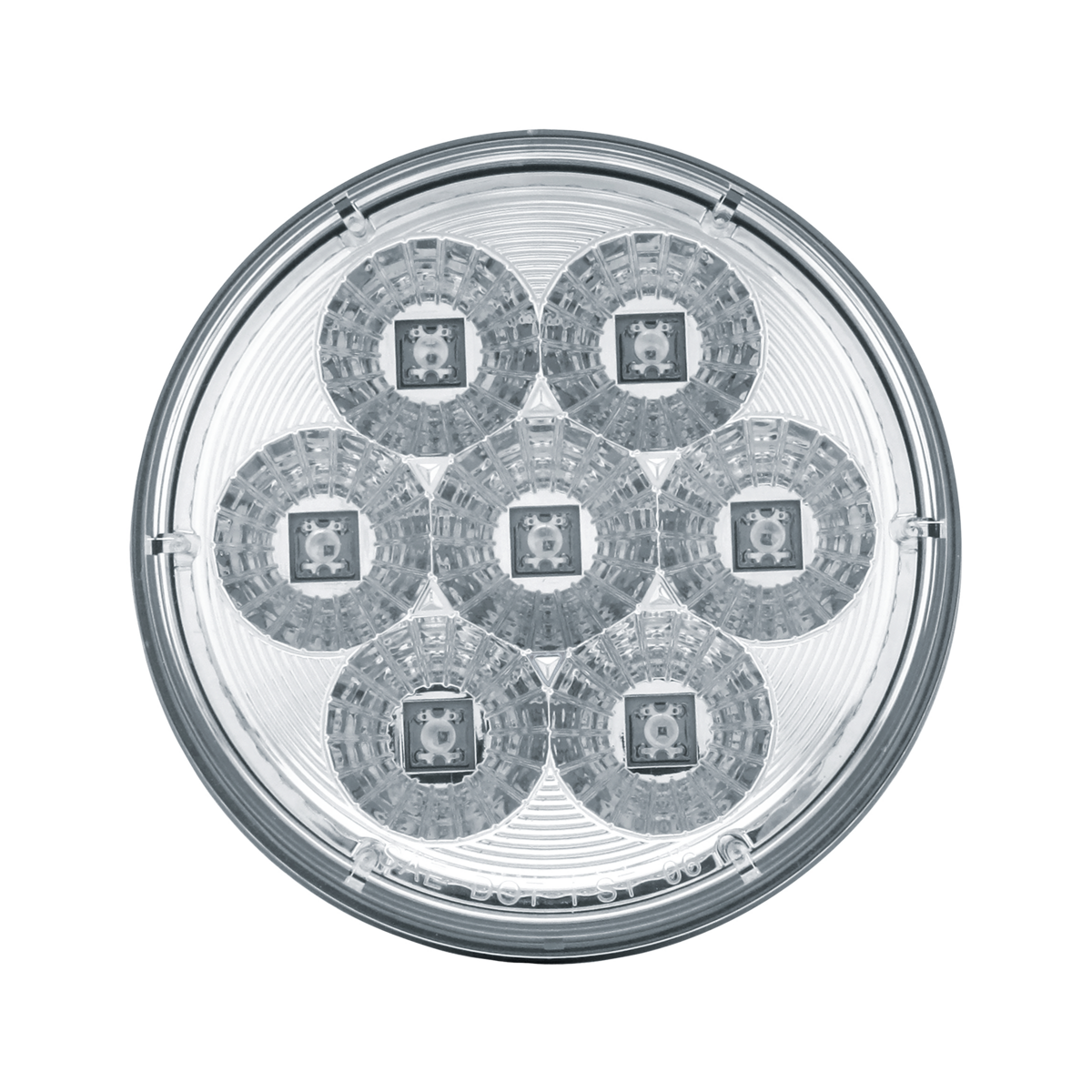 Chrome 1 Piece Rear Light Bar With Six 7 LED 4" Reflector Lights & Bezels - Red LED/Clear Lens - Thumbnail 3