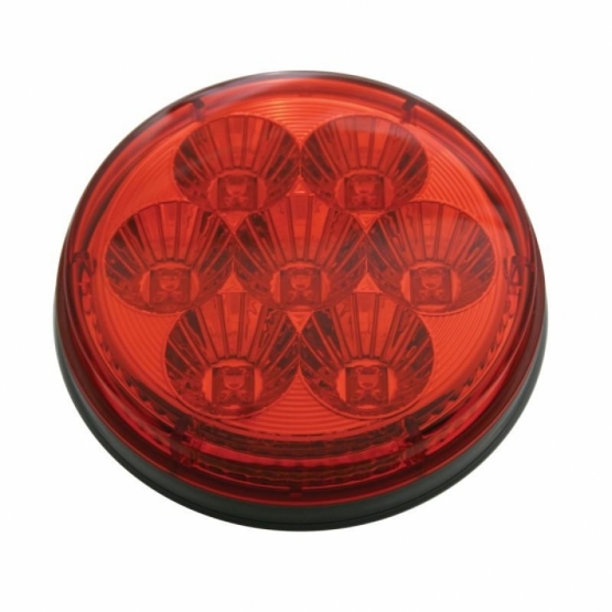 Stainless 1 Piece Rear Light Bar With 6X 7 LED 4" Reflector Lights & Bezels - Red LED/Red Lens - Thumbnail 3