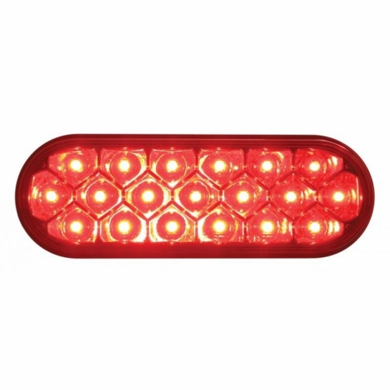3-3/4" Bolt Pattern SS Spring Loaded Bar With 6" Oval 19 LED Lights & Bezel -Red LED & Lens (Pair) - Thumbnail 2