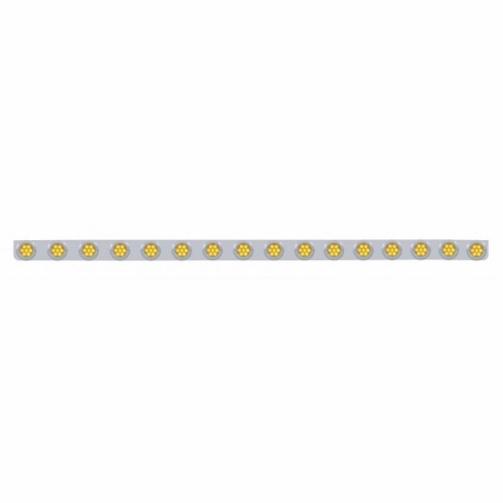 79-1/2" SS Bumper Light Bracket With 16X 7 LED 2" Reflector Lights & Bezels -Amber LED & Lens