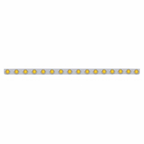 79-1/2" SS Bumper Light Bracket With 16X 9 LED 2" Beehive Lights & Bezels -Amber LED & Lens