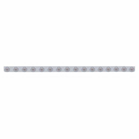 79-1/2" SS Bumper Light Bracket With 16X 9 LED 2" Beehive Lights & Bezels -Red LED/Clear Lens