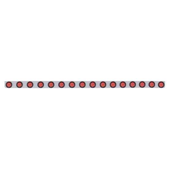 79-1/2" Stainless Bumper Light Bracket With 16X 9 LED 2" Light & Grommets - Red LED/Red Lens