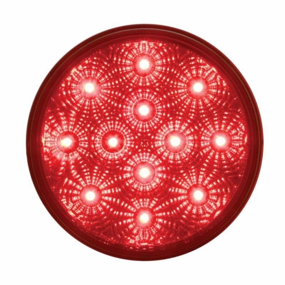 2.5" Bolt Pattern Chrome Spring Loaded Bar W/6X 12 LED 4" Reflector Lights -Red LED & Lens (Pair) - Thumbnail 2