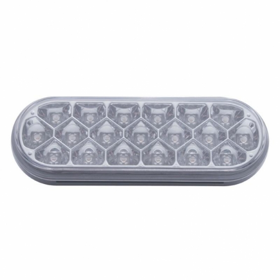 Stainless Top Mud Flap Plate With 3X 19 LED 6" Oval Lights & Grommets - Red LED/Clear Lens (Each) - Thumbnail 2