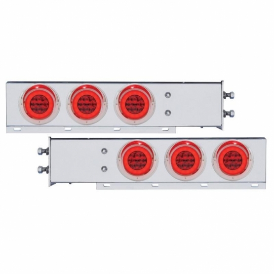 2.5" Bolt Pattern SS Spring Loaded Bar With 6X 21 LED 4" GloLight & Visors -Red LED & Lens (Pair)