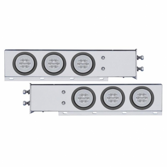 2.5" Bolt Pattern SS Spring Loaded Bar With 6X 21 LED 4" GloLight -Red LED/Clear Lens (Pair)