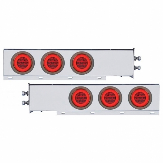 2" Bolt Pattern SS Spring Loaded Bar With 6X 21 LED 4" GloLight -Red LED & Lens (Pair)