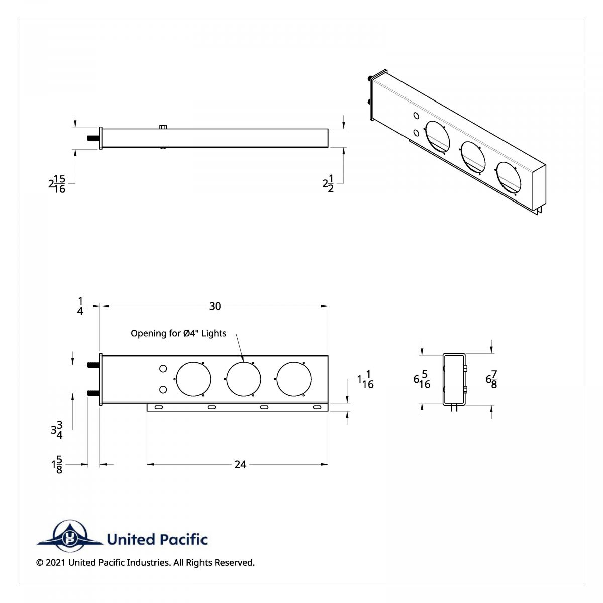 3-3/4" Bolt Pattern Deluxe SS Spring Loaded Bar W/6X 21 Red LED 4" GloLight & Visors -Clear Lens (Pair) - Thumbnail 3