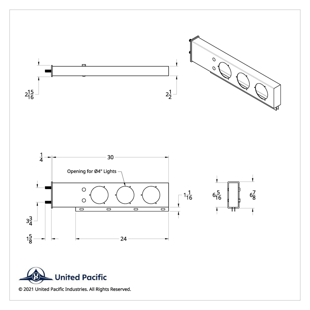 3-3/4" Bolt Pattern Deluxe SS Spring Loaded Bar W/6X 21 Red LED 4" GloLight -Red Lens (Pair) - Thumbnail 4