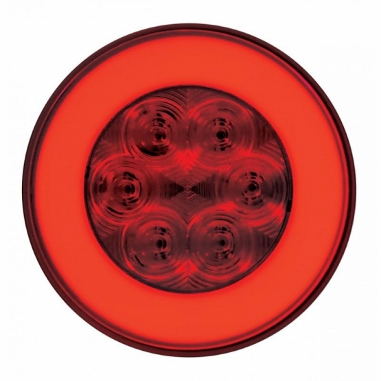 2.5" Bolt Pattern Chrome Spring Loaded Rear Bar W/6X 21 Red LED 4" GloLight & Grommet-Red Lens (Pair) - Thumbnail 2