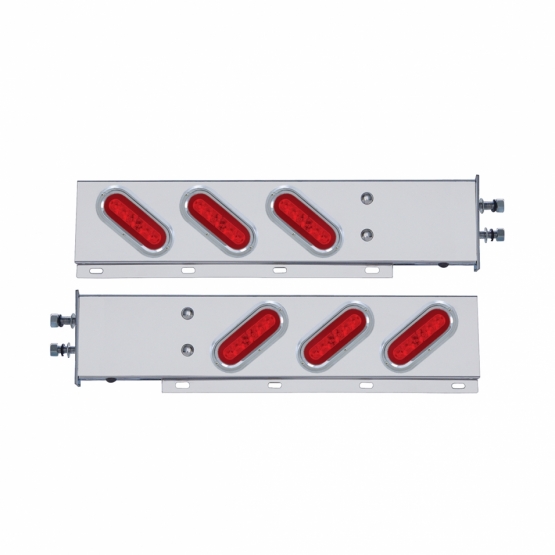 2.5" Bolt Pattern SS Spring Loaded Bar With 6X 22 Red LED 6" Oval GloLight & Visor -Red Lens (Pair) - Thumbnail 2