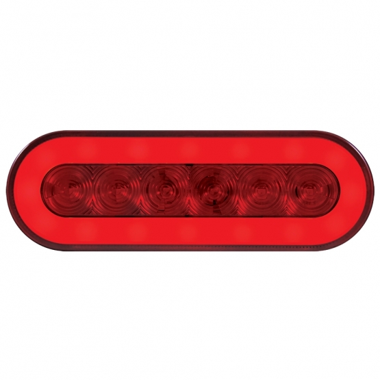 2.5" Bolt Pattern SS Spring Loaded Bar With 6X 22 Red LED 6" Oval GloLight & Visor -Red Lens (Pair) - Thumbnail 3