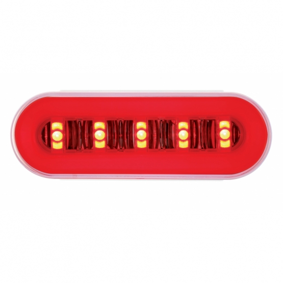 2.5" Bolt Pattern SS Spring Loaded Bar With 6X 22 Red LED 6" Oval GloLight & Grommet -Clear Lens (Pair) - Thumbnail 3