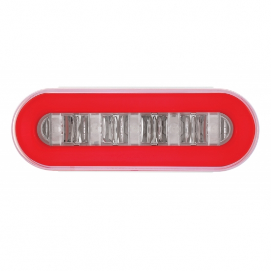 2.5" Bolt Pattern SS Spring Loaded Bar With 6X 22 Red LED 6" Oval GloLight & Grommet -Clear Lens (Pair) - Thumbnail 4