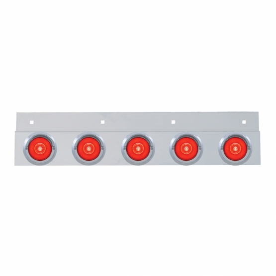 Stainless Top Mud Flap Bracket With 5X 6 LED 2" GloLight & Visors - Red LED/Red Lens (Each)