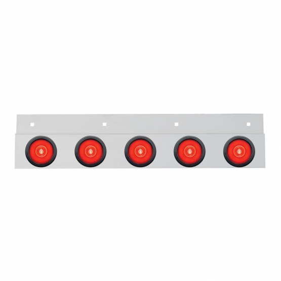 Stainless Top Mud Flap Bracket With 5X 6 LED 2" GloLight & Grommets - Red LED/Red Lens (Each)