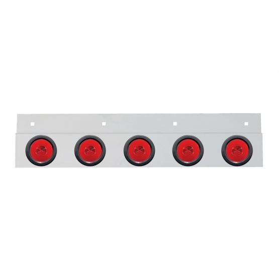 Stainless Top Mud Flap Bracket With 5X 6 LED 2" GloLight & Grommets - Red LED/Red Lens (Each) - Thumbnail 2
