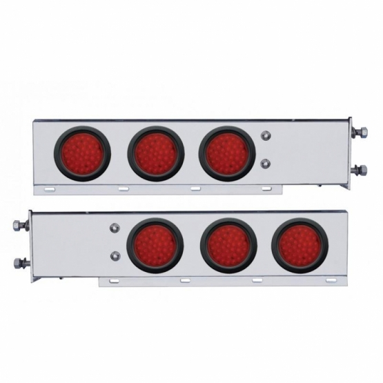2.5" Bolt Pattern SS Spring Loaded Bar With 6X 36 LED 4" Lights -Red LED & Lens (Pair)
