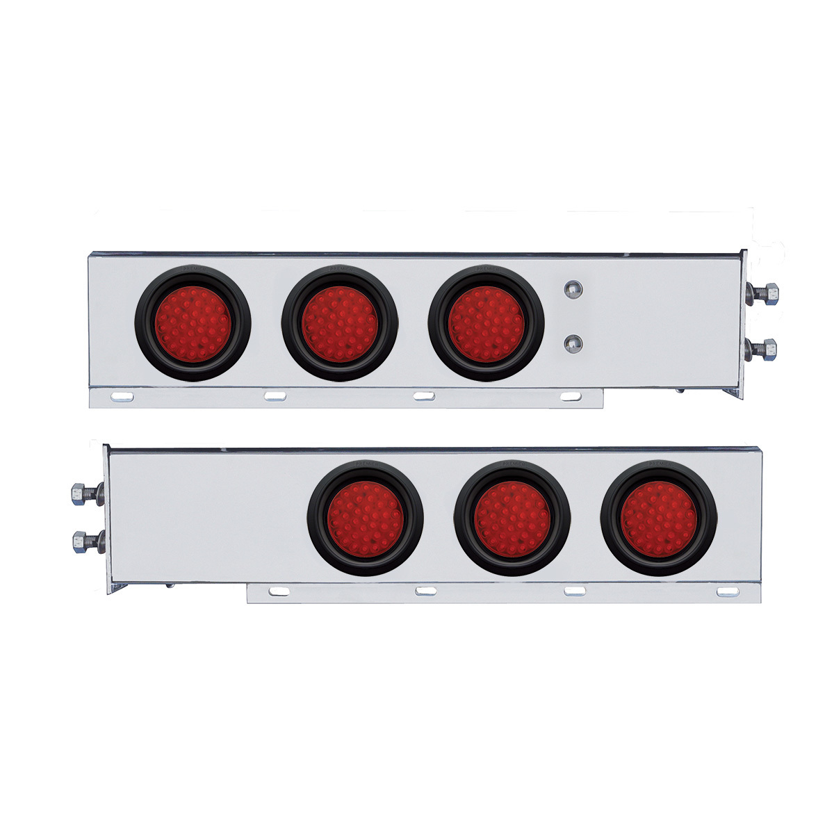 2" Bolt Pattern SS Spring Loaded Bar With 6X 36 LED 4" Lights -Red LED & Lens (Pair) - Thumbnail 4