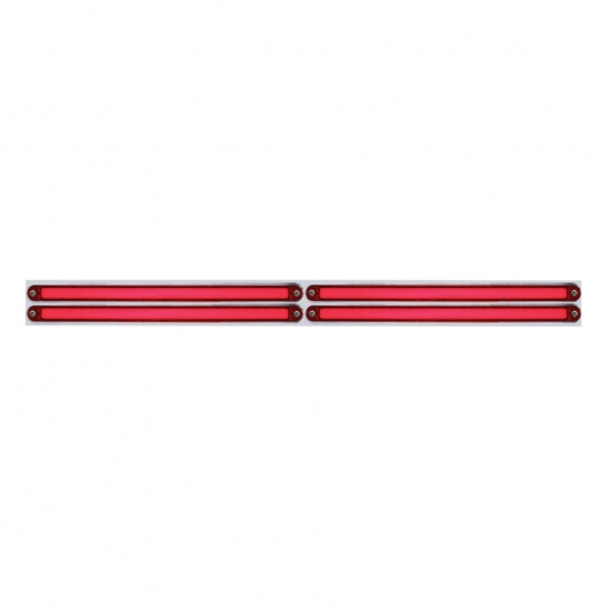 Chrome Top Mud Flap Plate With Four 24 LED 12" GloLight Bars - Red LED/Red Lens (Each)