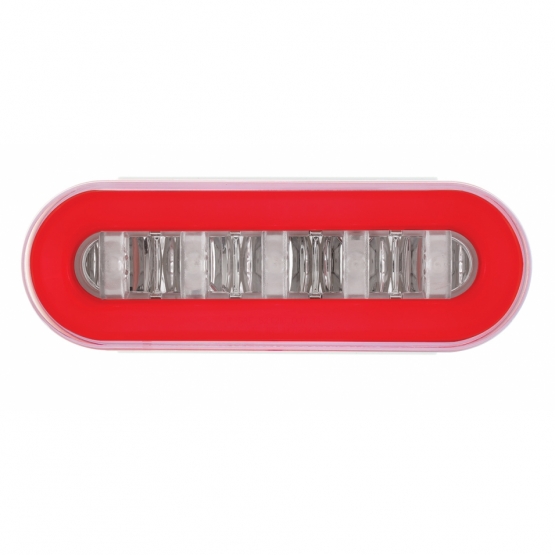Stainless Top Mud Flap Bracket With 3X 22 LED 6" Oval GloLight & Grommet - Red LED/Clear Lens (Each) - Thumbnail 3