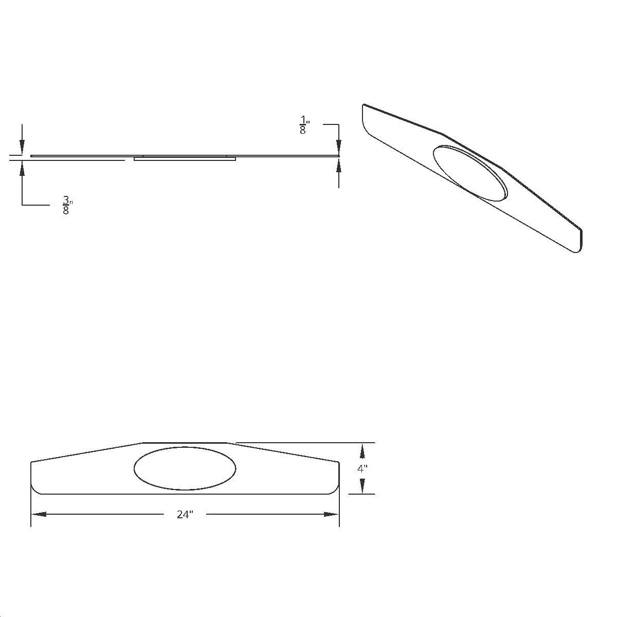 4" x 24" Chrome Bottom Mud Flap Weight With Oval USA Flag Emblem - Thumbnail 6