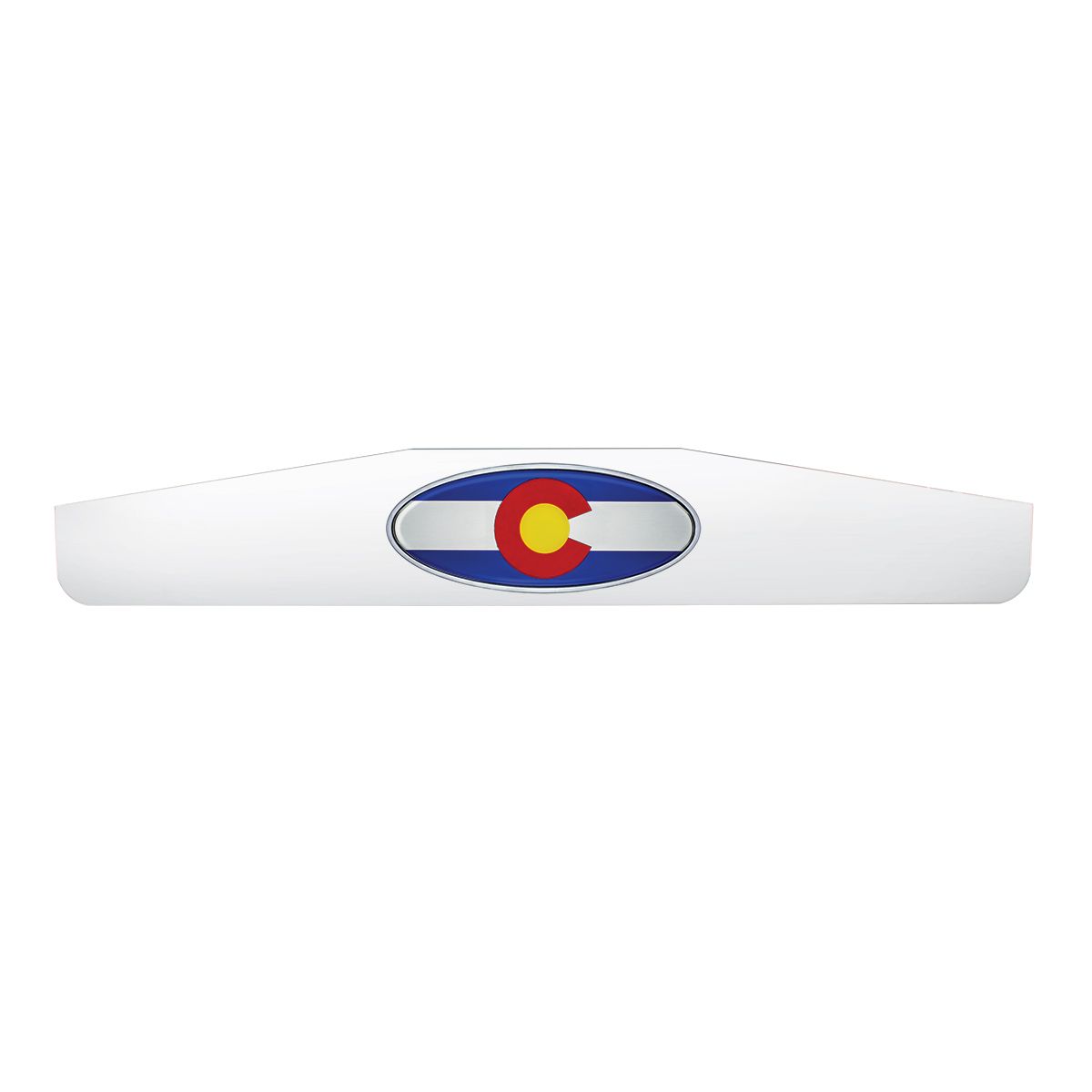 4" X 24" Chrome Bottom Mud Flap Weight With Oval Colorado Flag Emblem