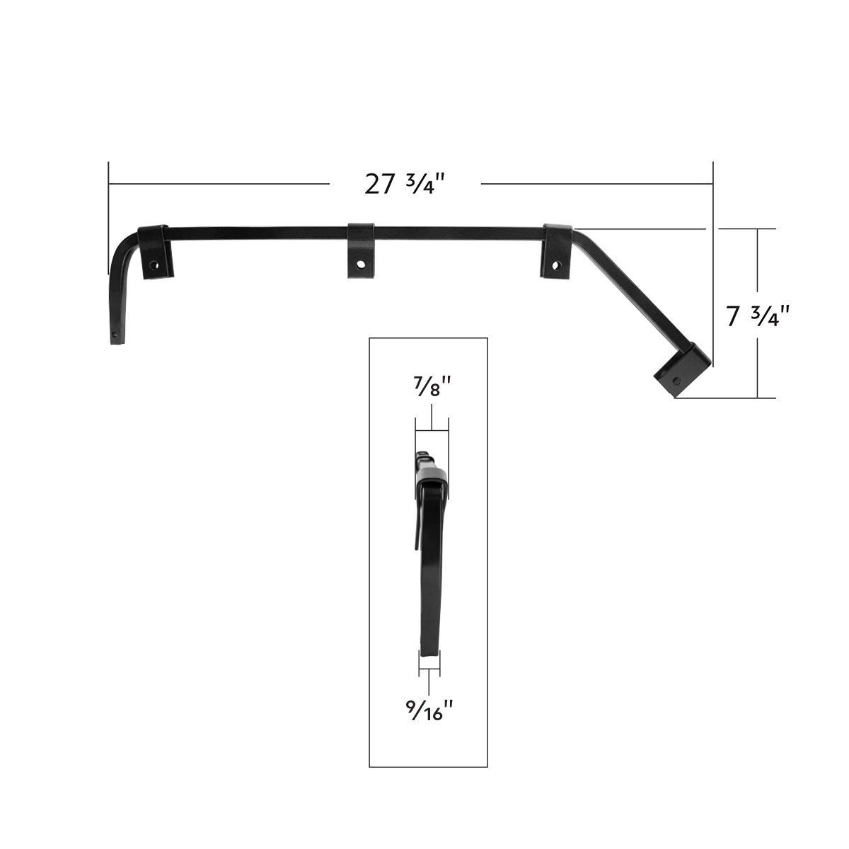 Black Angled Mud Flap Hangers With Mounting Hardware - No Coil (Pair) - Thumbnail 12