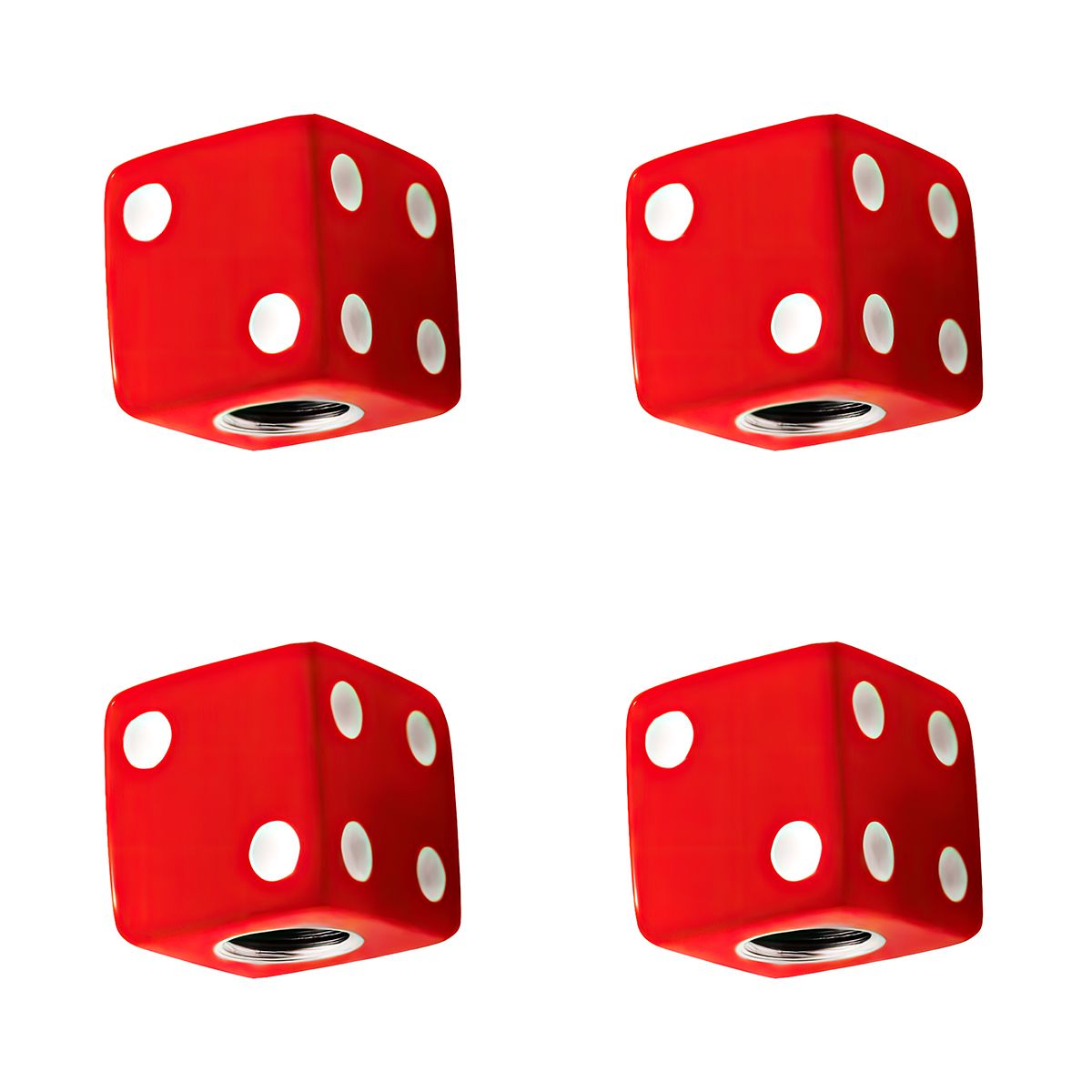 Red Dice Valve Caps With White Dots (Set of 4)