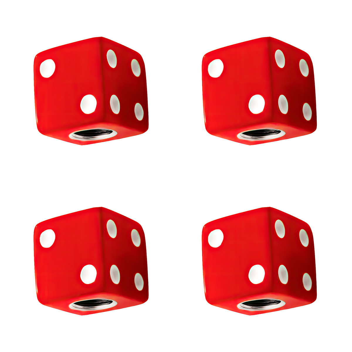 Red Dice Valve Caps With White Dots (Set of 4) - Thumbnail 2