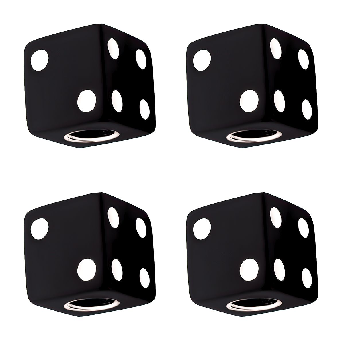 Black Dice Valve Caps With White Dots (Set of 4)
